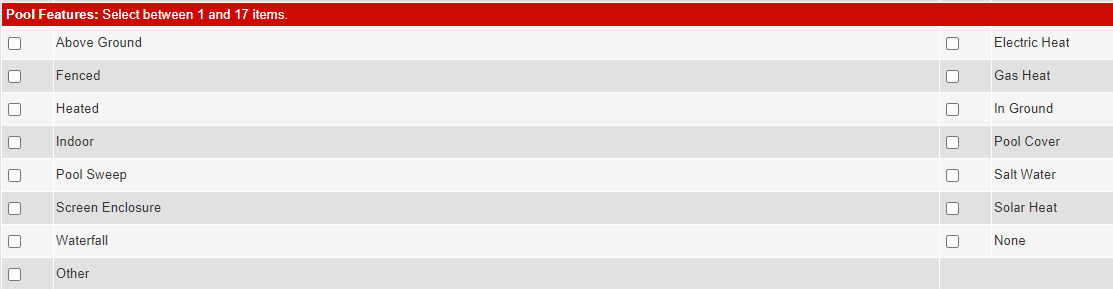 Pool features screenshot from FLEX